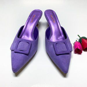 XYD Pointed Toe Siltetto Heel Slide Kitten Sandals